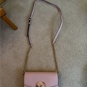 Michael Kors Light Pink Crossbody Bag with Gold Chain